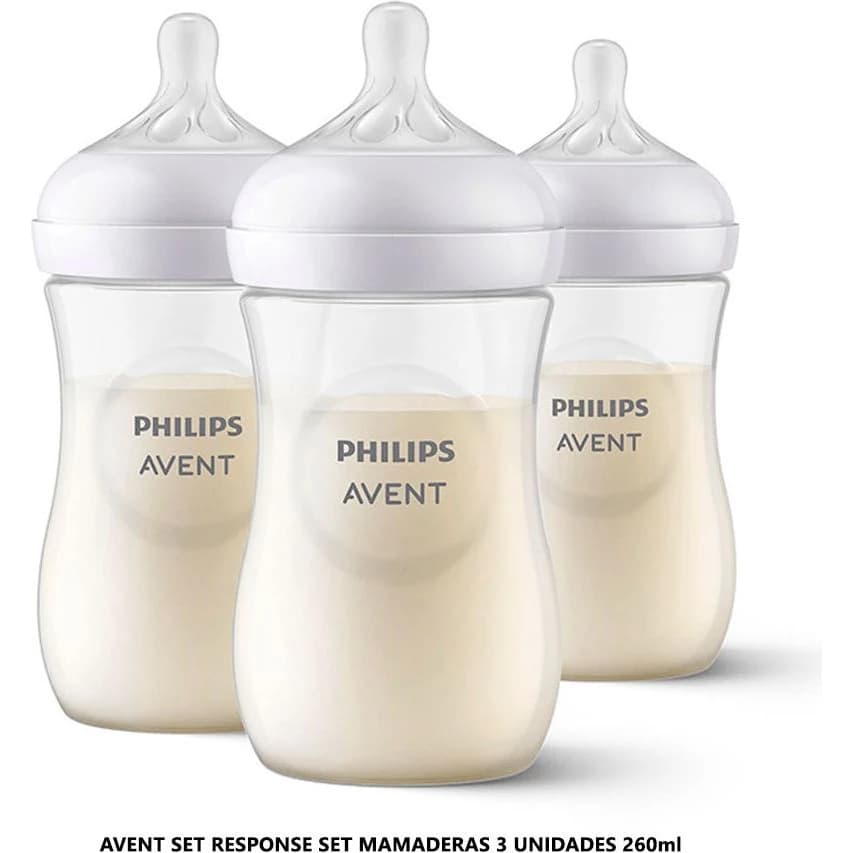 Set de 3 Mamaderas Avent Natural Response 260 ml