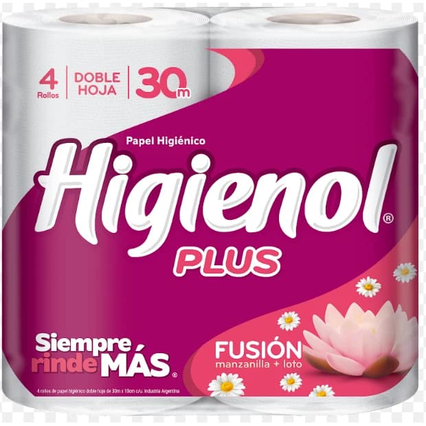 Papel Higiénico Higienol Doble Hoja Plus 30 m x 4 Rollos