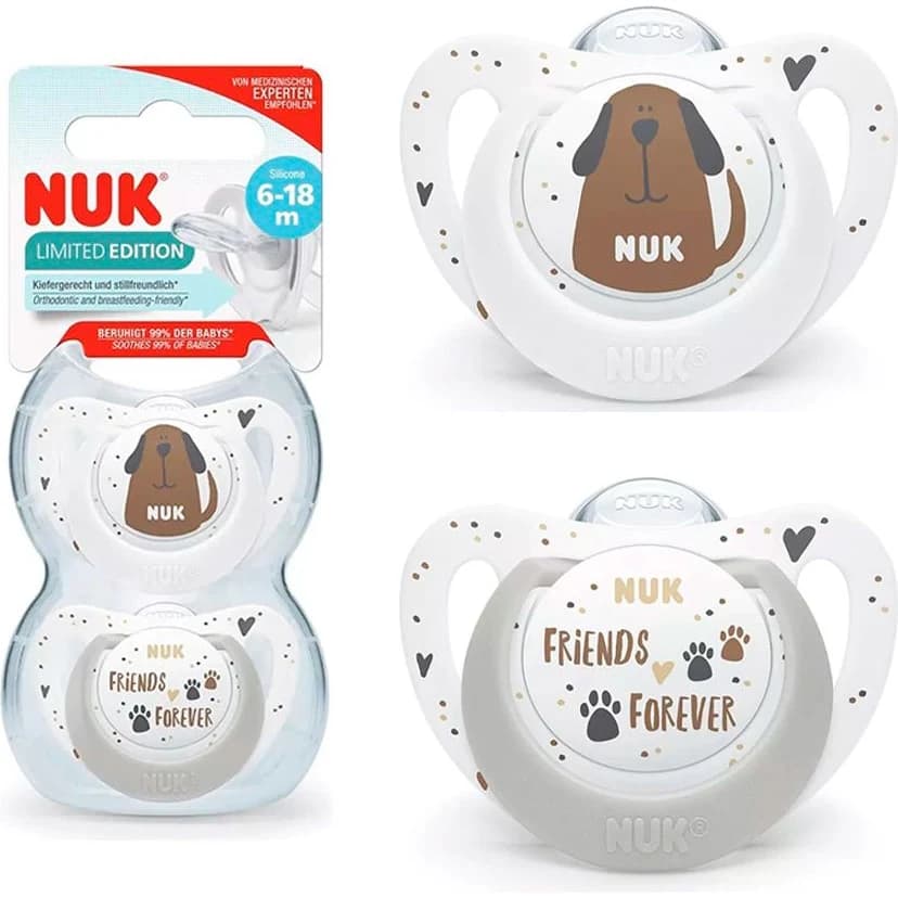 NUK Set de 2 Chupetes Star Gato/Perro 6-18 Meses