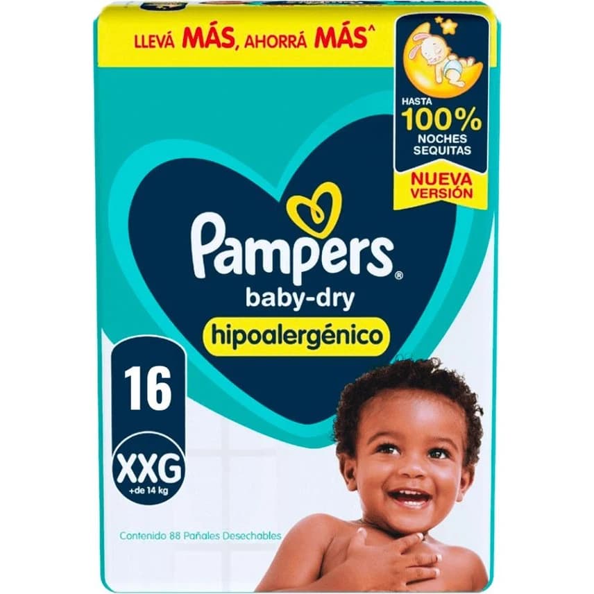 Pañal Pampers Baby Dry Talle XXG x 16 Unidades