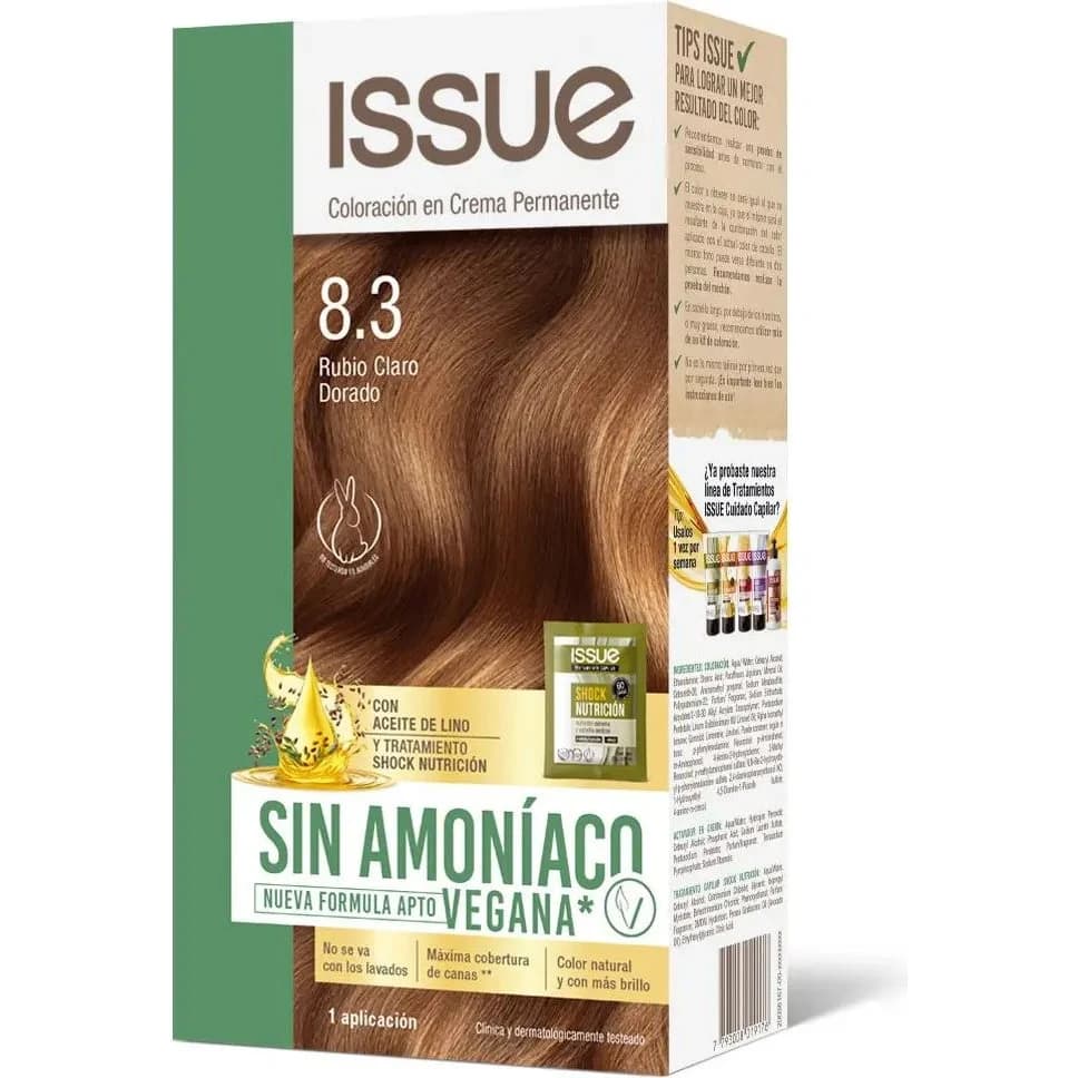 Tintura Capilar Issue Vegetal Sin Amoníaco Tono 8.3