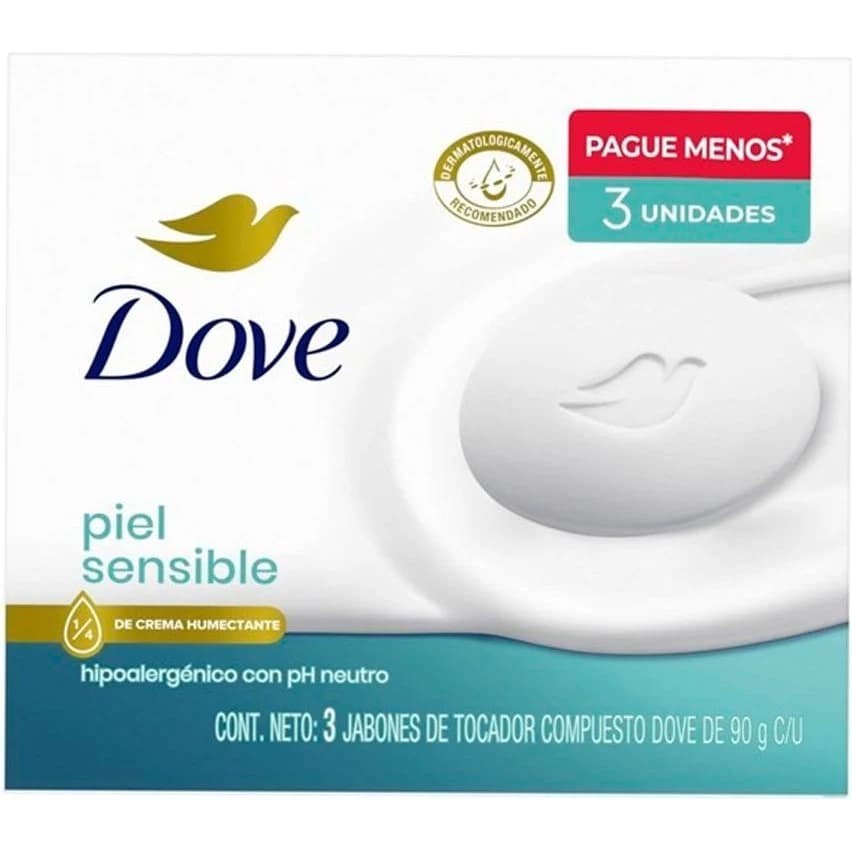 Jabón Dove Piel Sensible Pack x3 90 g