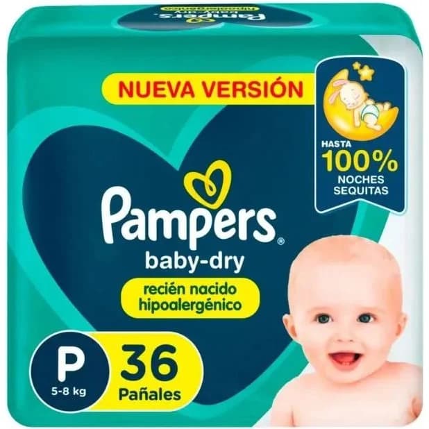 Pañales Pampers BabyDry Pequeño x 36 unidades