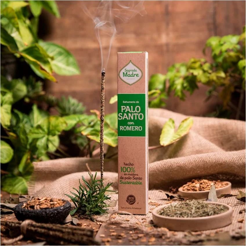 Sahumerio Sagrada Madre Palo Santo con Romero