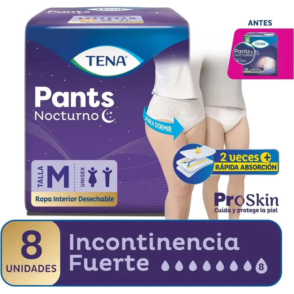 Pañal para Adulto Tena Pants Nocturno Talle M x8 Unidades