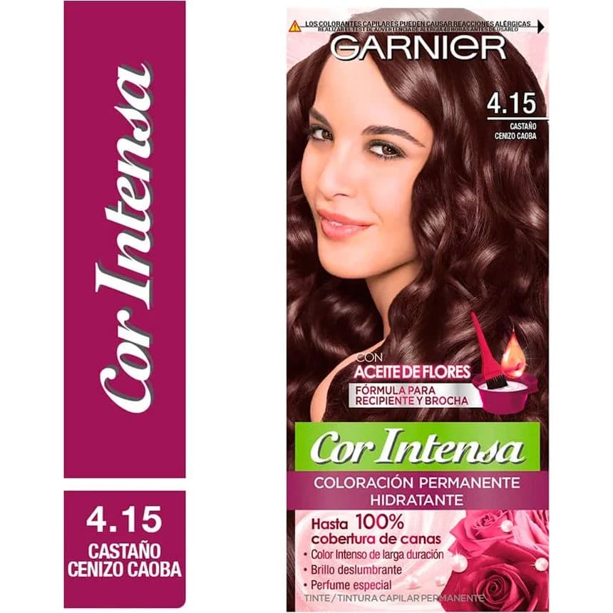 Tintura Capilar Garnier Color Intensa Tono 4.15 Castaño Ceniza Caoba