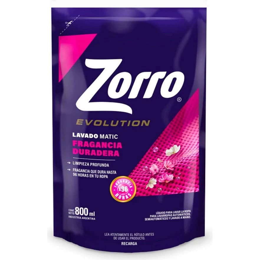 Detergente Líquido Zorro Evolution 800 ml