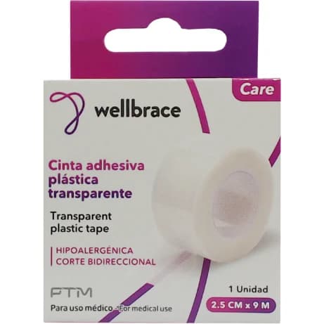 Cinta Adhesiva Transparente Wellbrace 2,5 cm x 9 m Individual