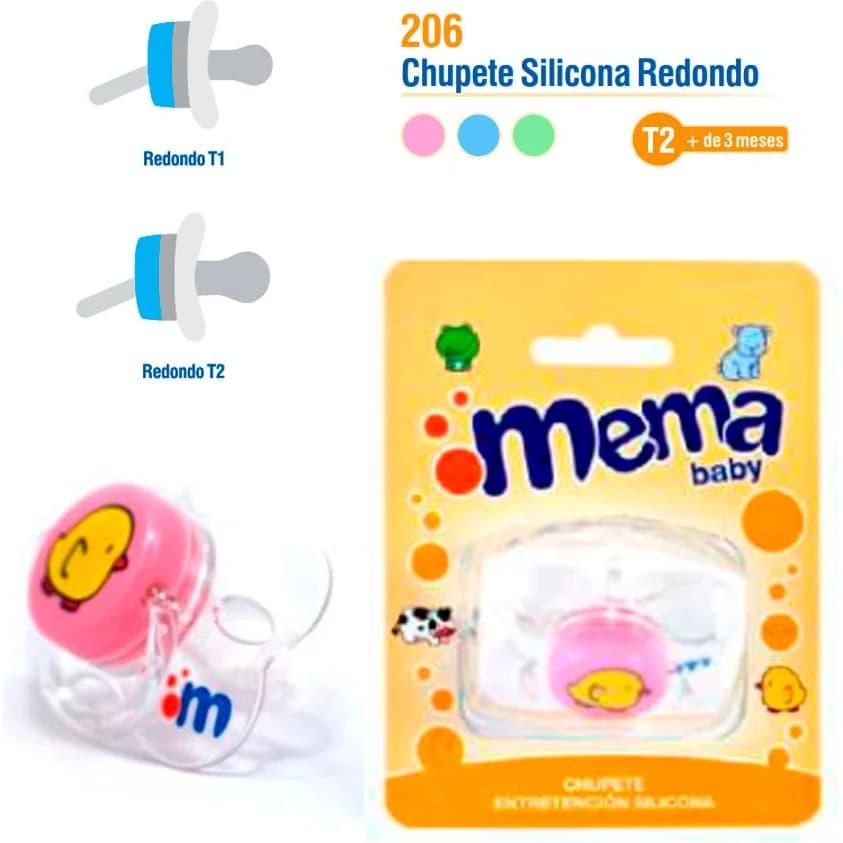 Chupete de Silicona Redondo Mema +3 Meses Rosa