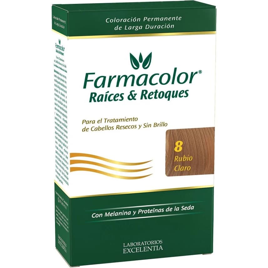 Tintura Capilar Farmacolor Raíces y Retoques Tono 8 Rubio Claro