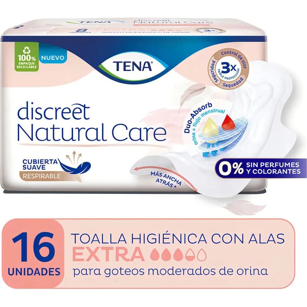 Apósitos para Incontinencia TENA Discreet con Alas x 16