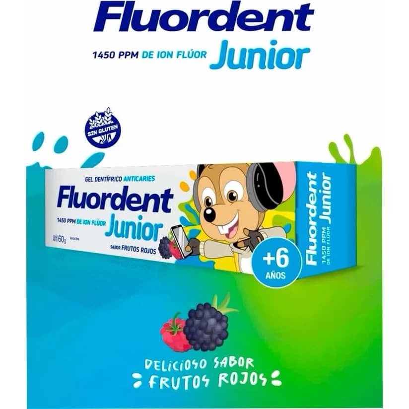 Pasta Dental Fluordent Junior Gel Frutos Rojos 60 g