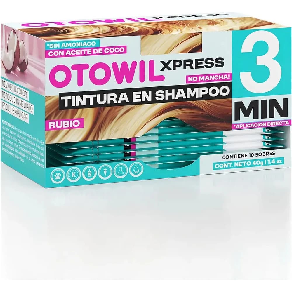Tintura Capilar Otowil Tint Express 3 Minutos Rubio 40 g x 10 Sobres