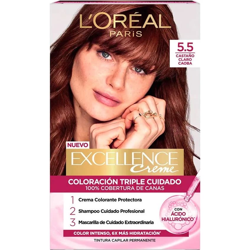 Tintura Capilar L'Oréal Excellence Crème Tono 5.5 Castaño Claro Caoba