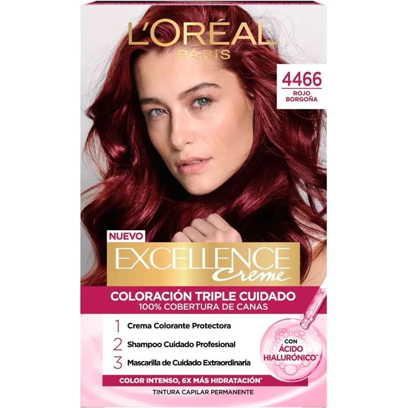 Tintura Capilar L'Oréal Excellence Crème Rojo Borgoña Tono 4.466