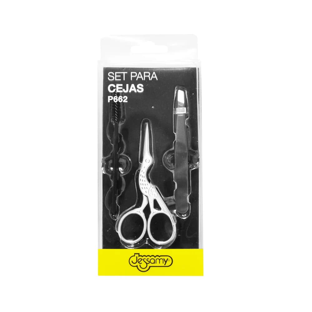Set de Cejas x3 Jessamy con Pinza, Cepillo y Tijeras