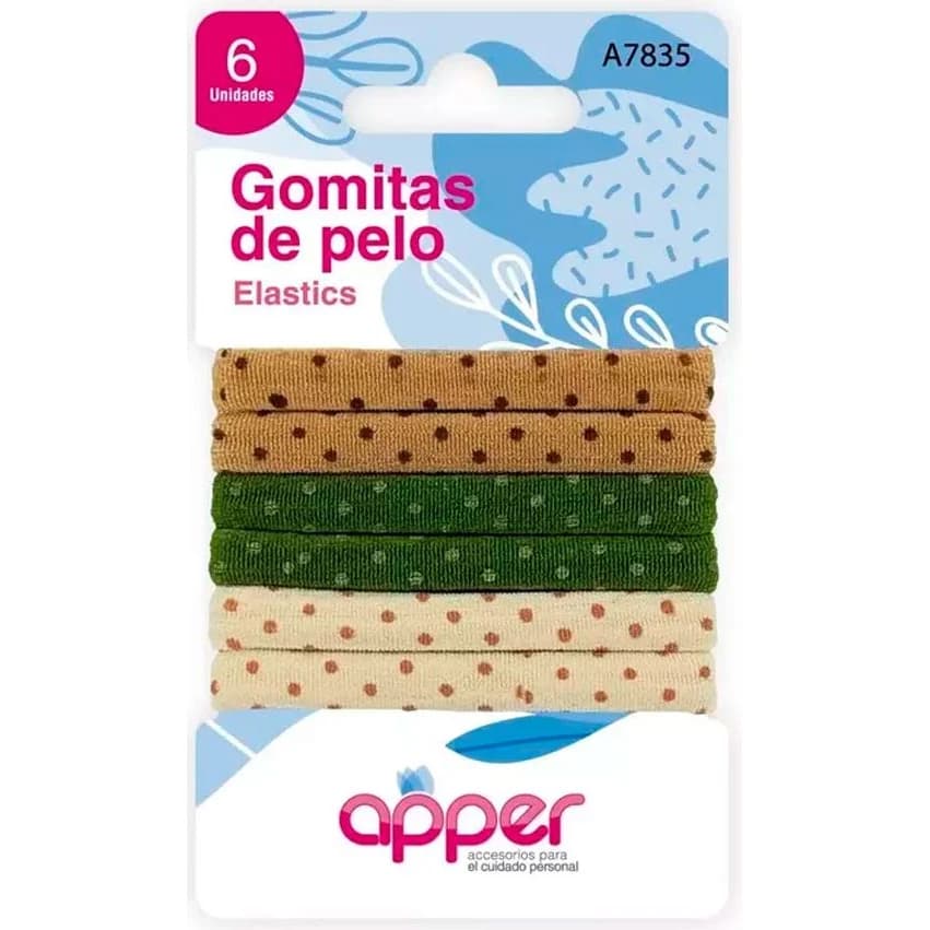 Gomitas para el Cabello Apper Lunares x6 Unidades 8mm