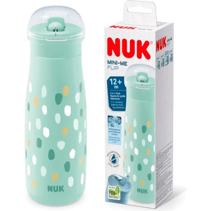 Vaso NUK Mini-Me Flip Lunares Verde +12M 450 ml