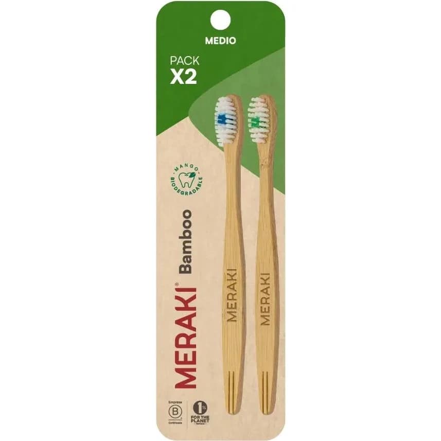 Cepillo de Dientes Bambú Medium Meraki Pack x2