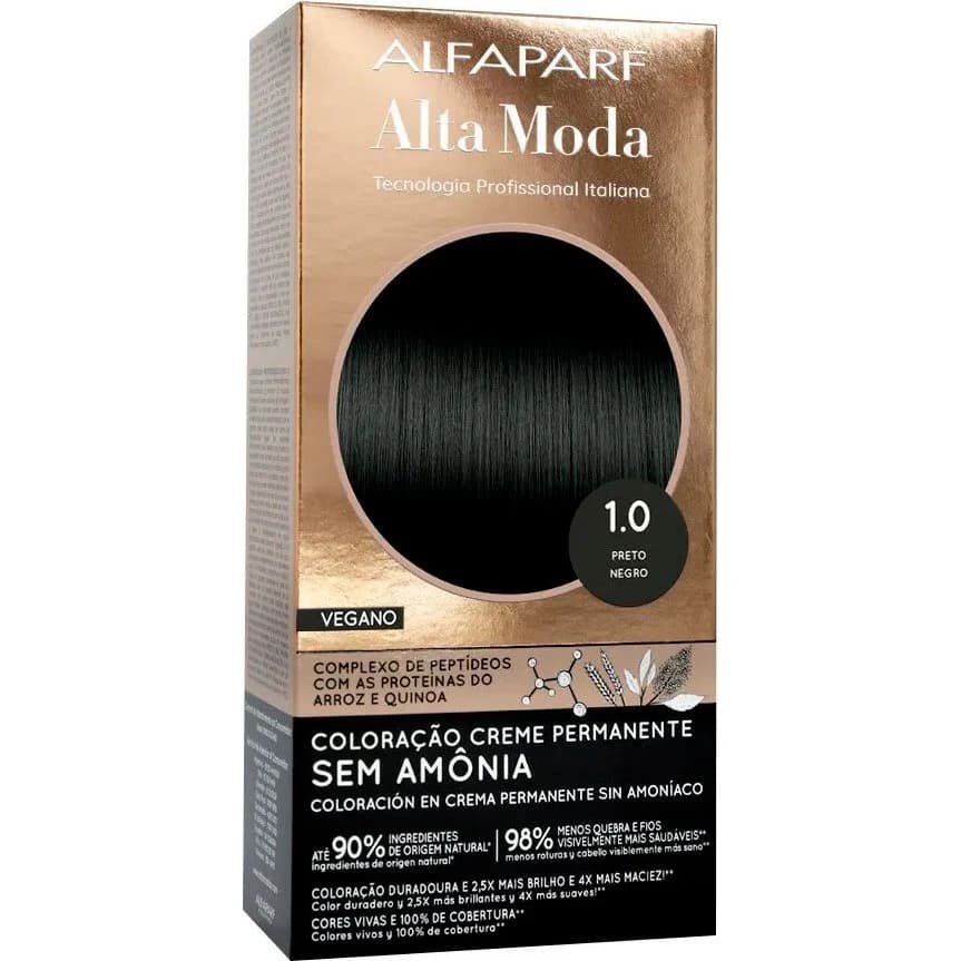 Tintura Capilar Alta Moda Tono 1.0 Negro Sin Amoníaco