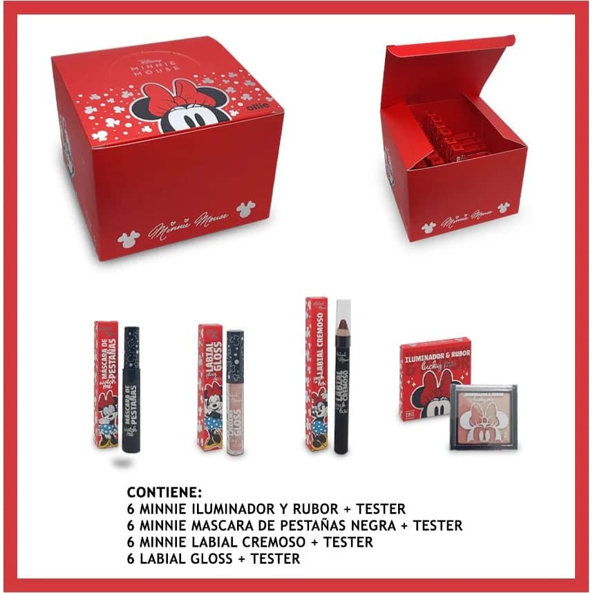 Maquillaje Infantil Disney Minnie Caja Exhibidor 6+1