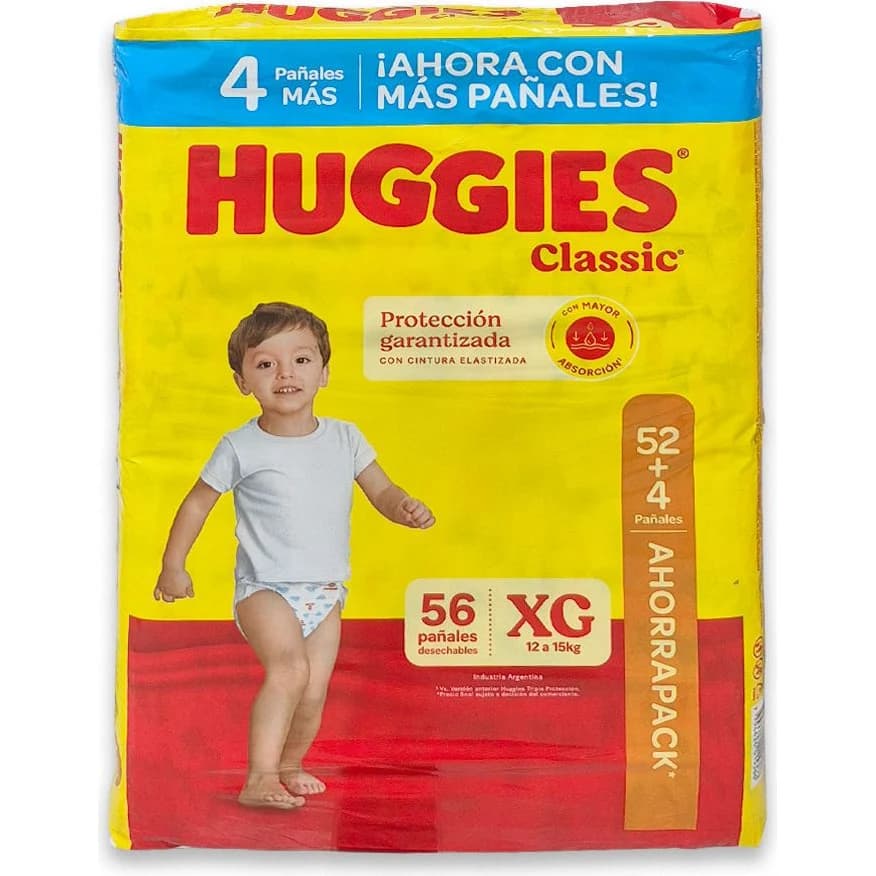 Pañal Huggies Classic Talle XG x56 unidades