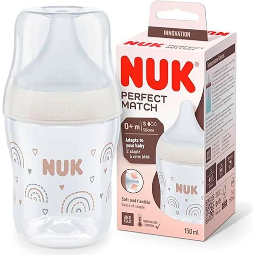 Mamadera NUK Perfect Match Arcoíris con Control de Temperatura 150 ml