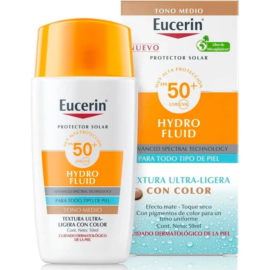 Protector Solar Eucerin Sun Hydro Fluid FPS 50+ Tono Medio 50 ml