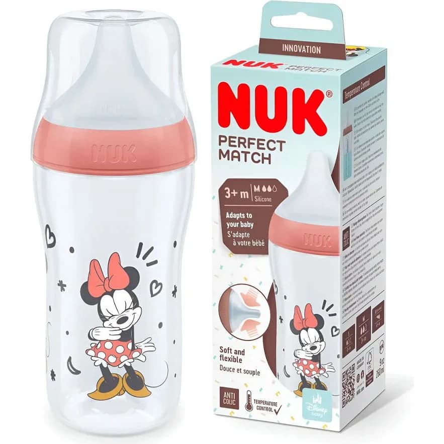 Mamadera NUK Perfect Match Mickey Rosa 3+m 260 ml