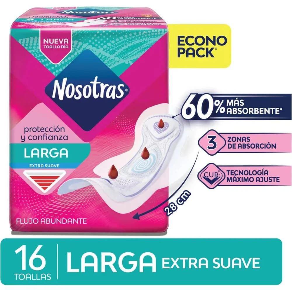 Protector Femenino Nosotras Toa Larga Extra Suave 16 unidades