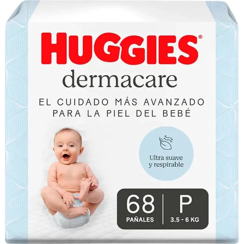 Pañales Huggies DermaCare Pequeño Pack x68