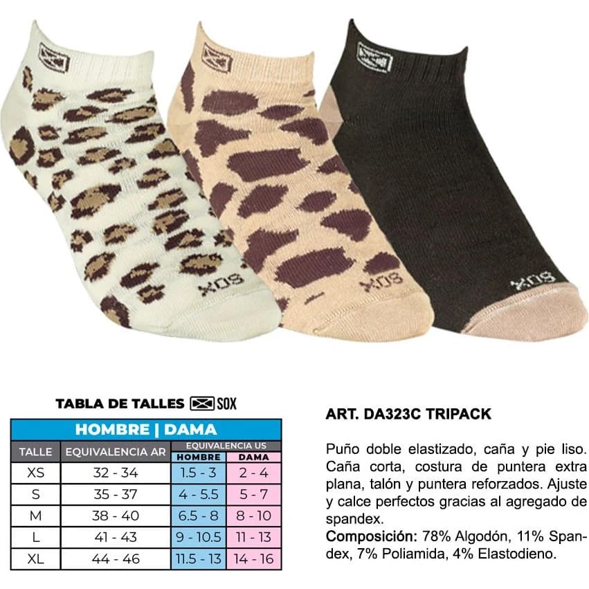 Medias de Compresión Tripack Animal Print Talle M
