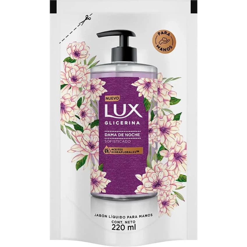 Jabón Líquido Lux Glicerina Dama de Noche Repuesto 220 ml
