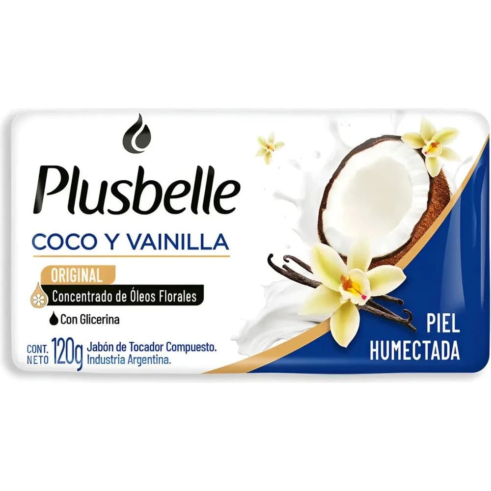 Jabón en Barra Plusbelle Coco y Vainilla 120 g