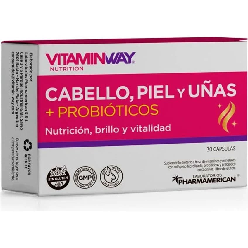 Vitamin Way Cabello, Piel y Uñas + Probióticos x 30 cápsulas