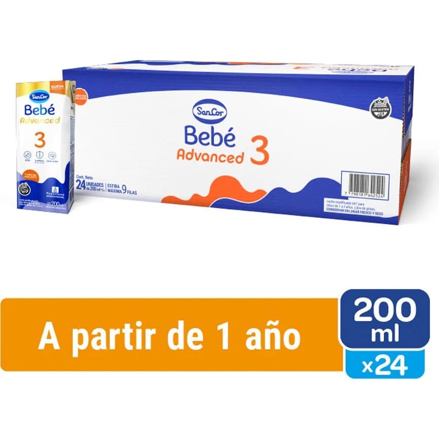 Leche para Bebés Sancor 3 Avanzada 200 ml Pack 24 Unidades
