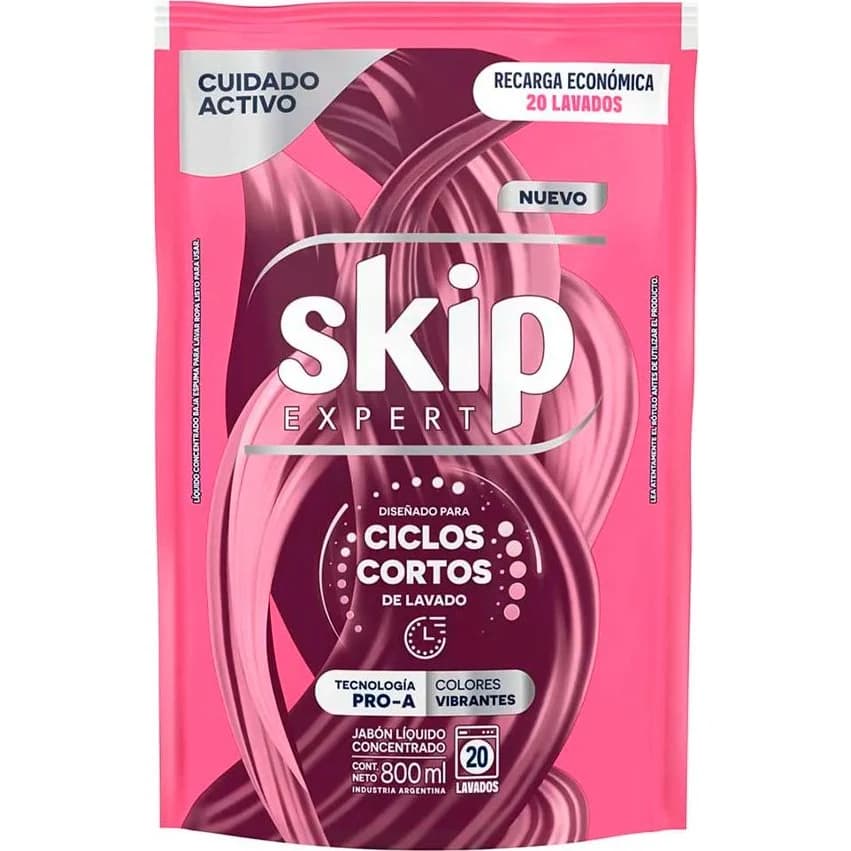 Detergente Skip Líquido Concentrado Cuidado de Textiles 800 ml