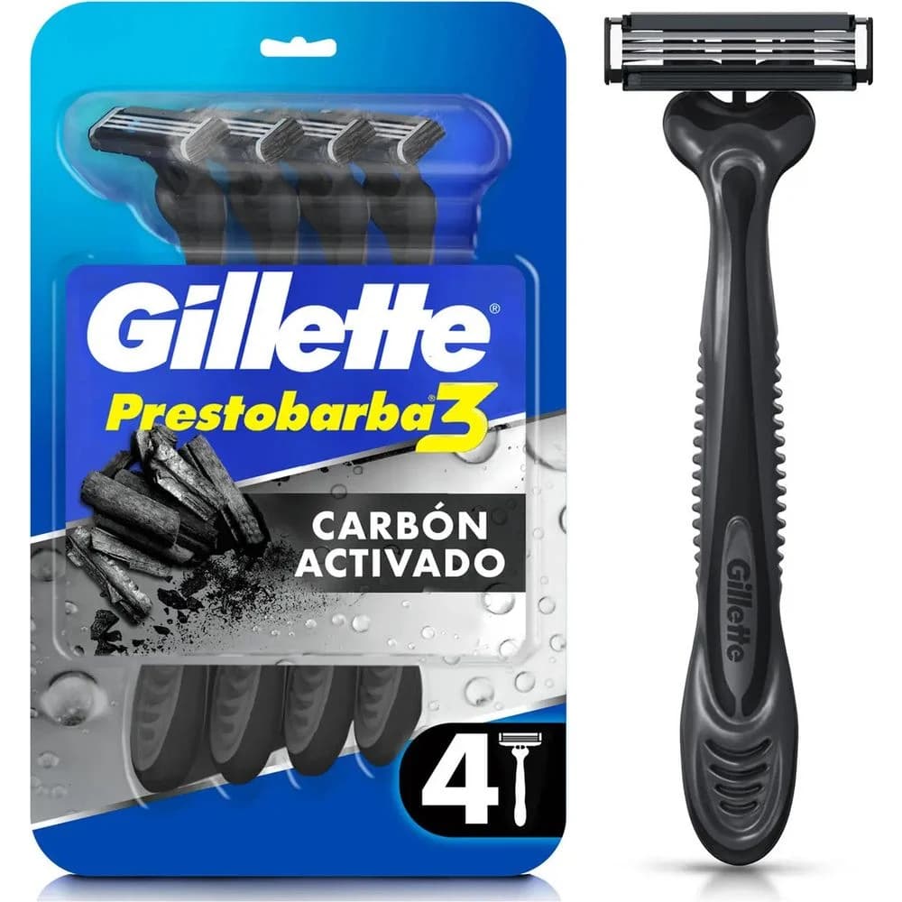 Máquina de Afeitar Gillette Prestobarba 3 Carbono x4 Unidades