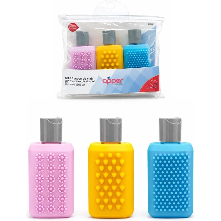 Set de Viaje en Silicona Apper x3 Frascos