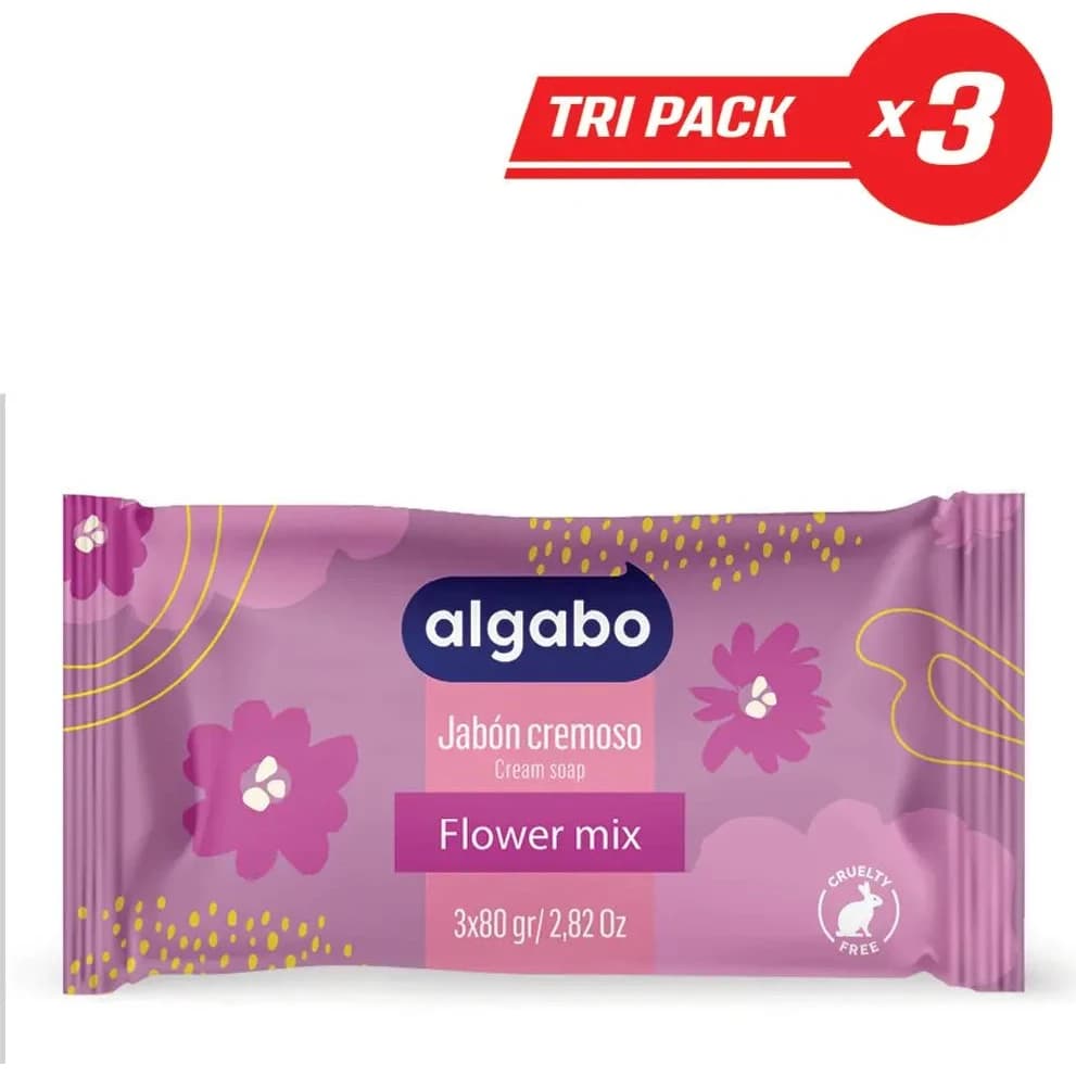 Jabón Líquido Algabo Tocador Flower Mix 3 x 80 g
