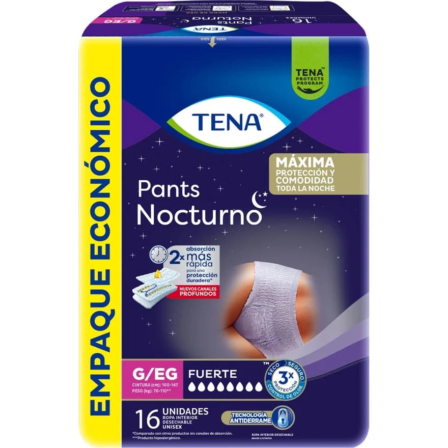 Pañal Descartable TENA Pants Nocturno Talle G x 16 unidades