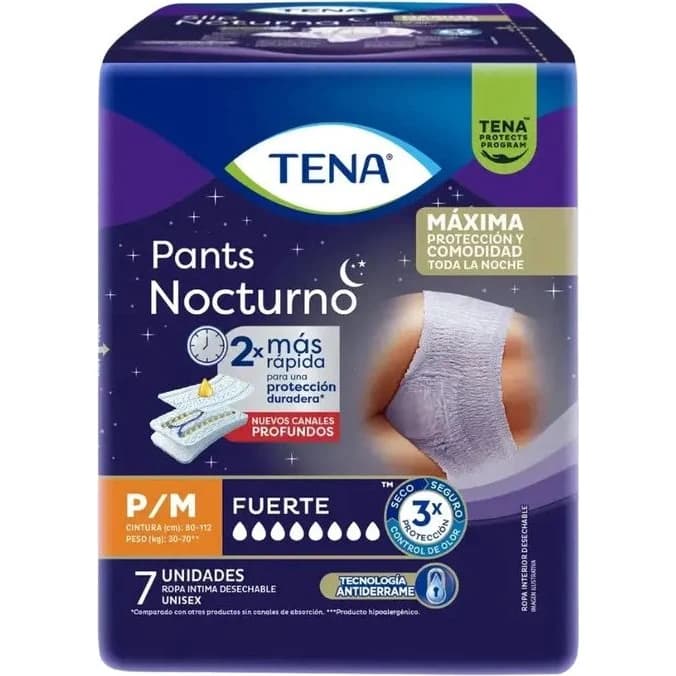 Pañal Pants Nocturno TENA Talle P/M x 7 Unidades
