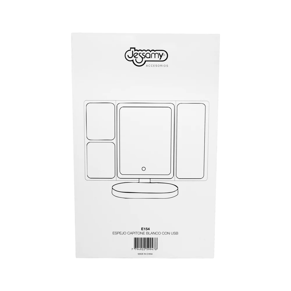 Espejo Capitoné Blanco LED Jessamy Con USB