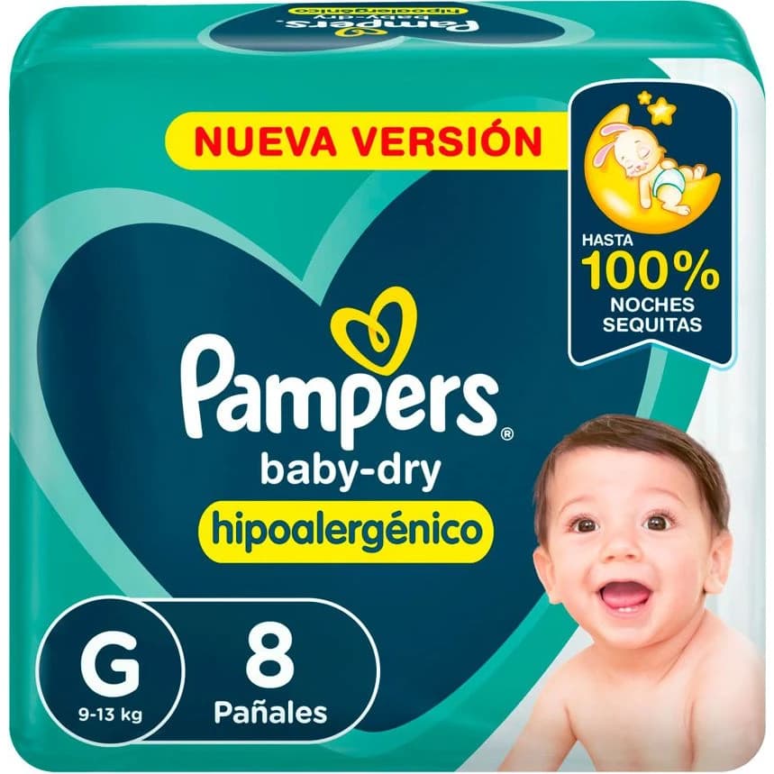 Pañal Pampers Baby Dry Talle Grande x 8 unidades