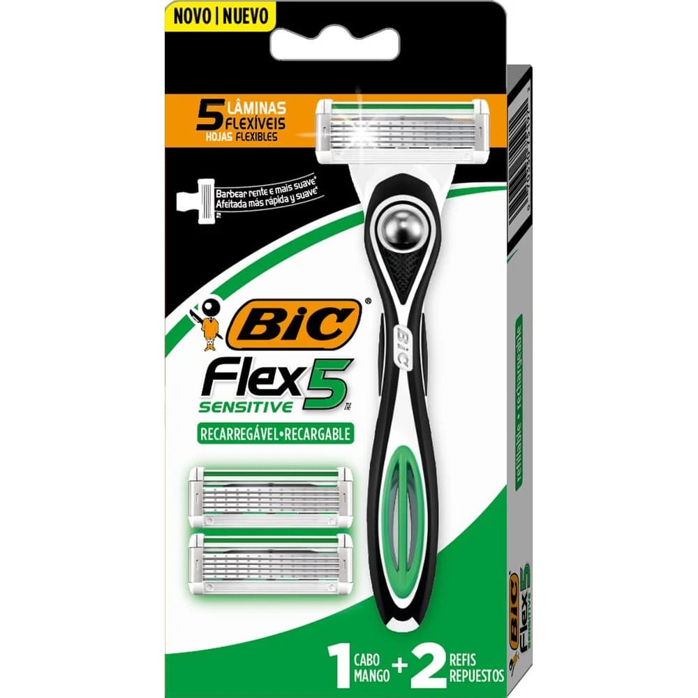 Máquina de Afeitar BIC Flex 5 Sensitive + Repuesto x2