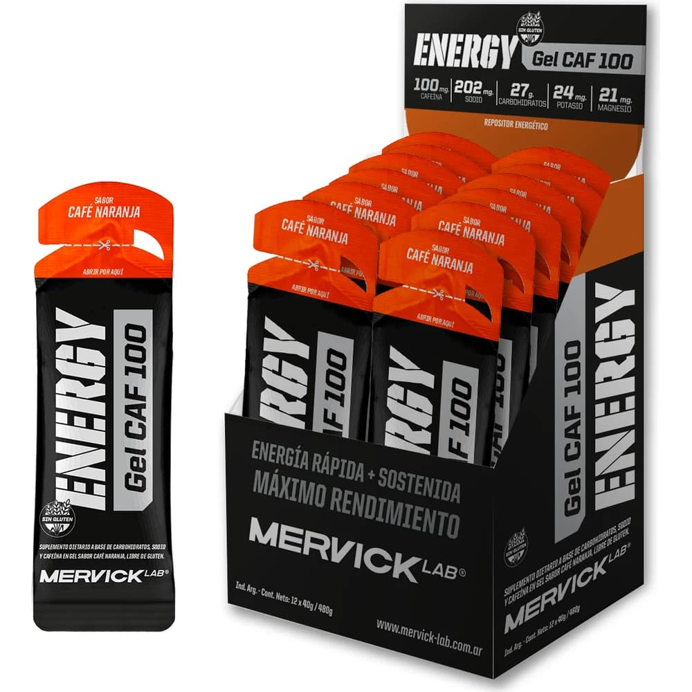 Mervick Ener Gel con Cafeína Naranja x 12 unidades