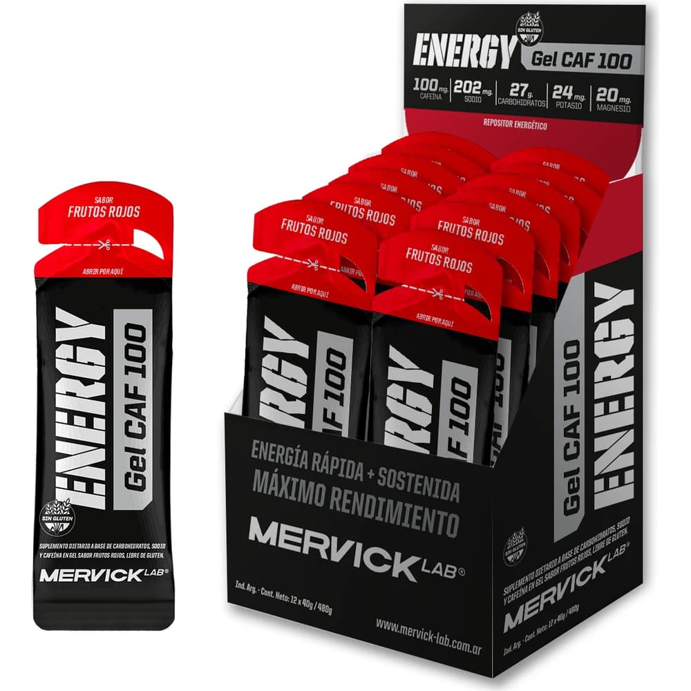 Mervick Ener Gel con Cafeína Frutos Rojos x 12 unidades