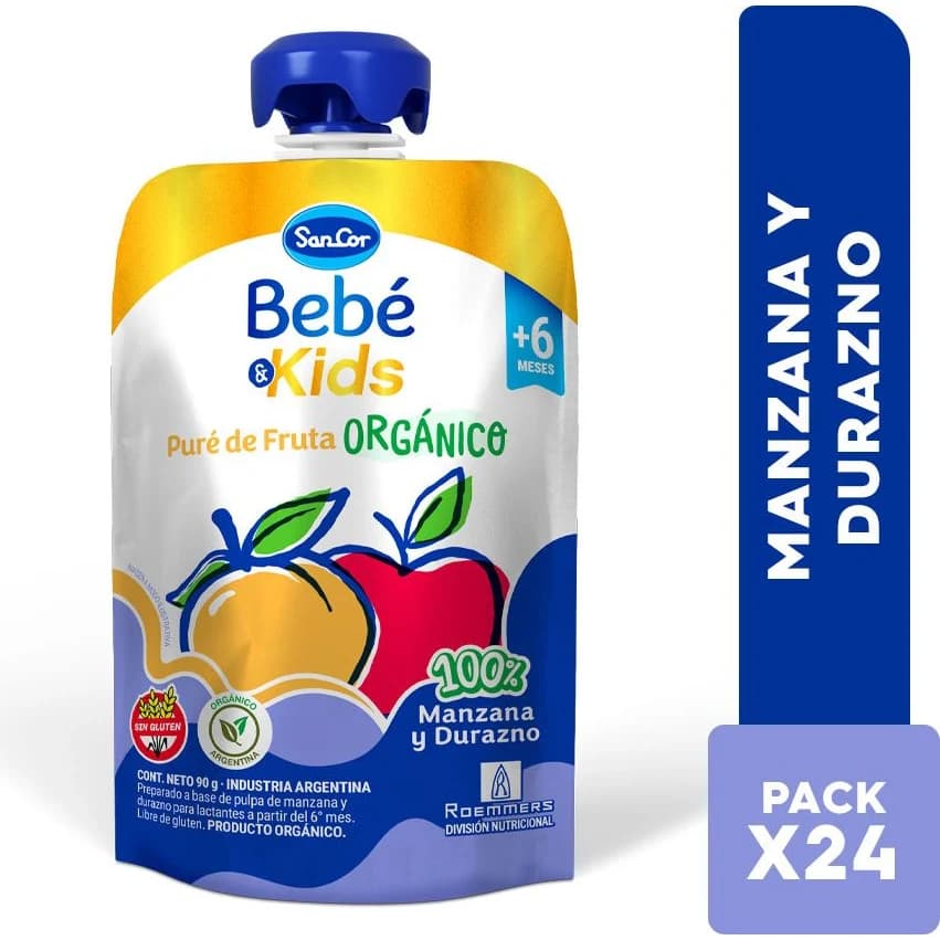 Puré de Frutas Orgánicas Sancor Pure Manzana y Durazno 90 g