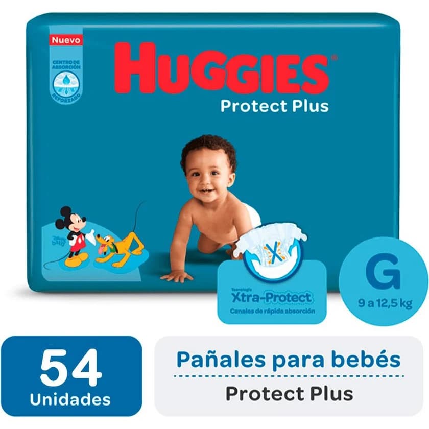 Pañal Huggies Protección Plus Talle G 54 unidades