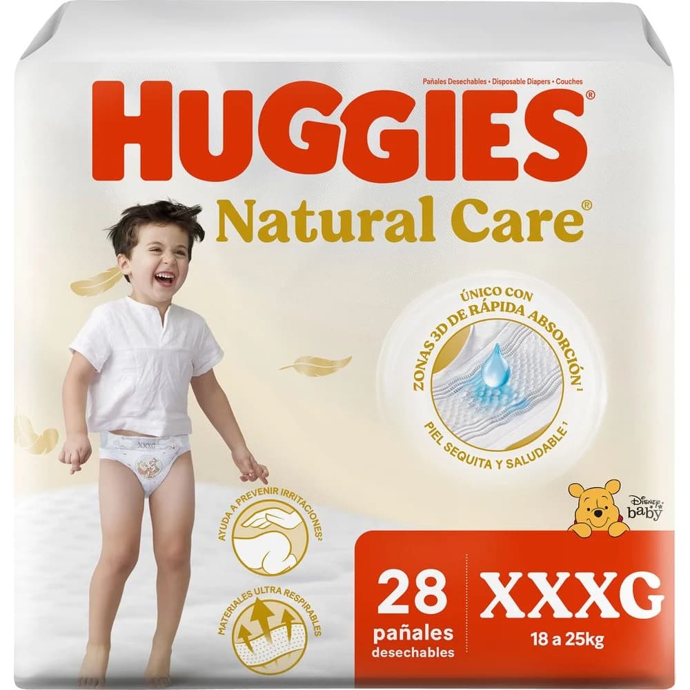 Pañales Huggies Natural Care Jumbo XXXL x 28